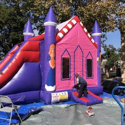 Pink Bounce House With Slide 