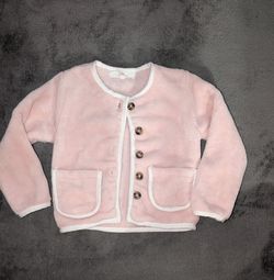 Standing Out Pink Plush Button-Up Jacket with White Trim