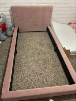 Pink velvet Twin bed frame
