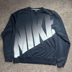 Blue and White Nike Large Crewneck 