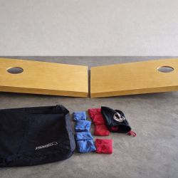 Solid Wood Cornhole Set + Bags – Almost New