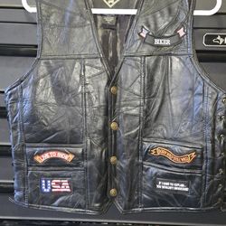 Mens XL Biker Vest With Patches