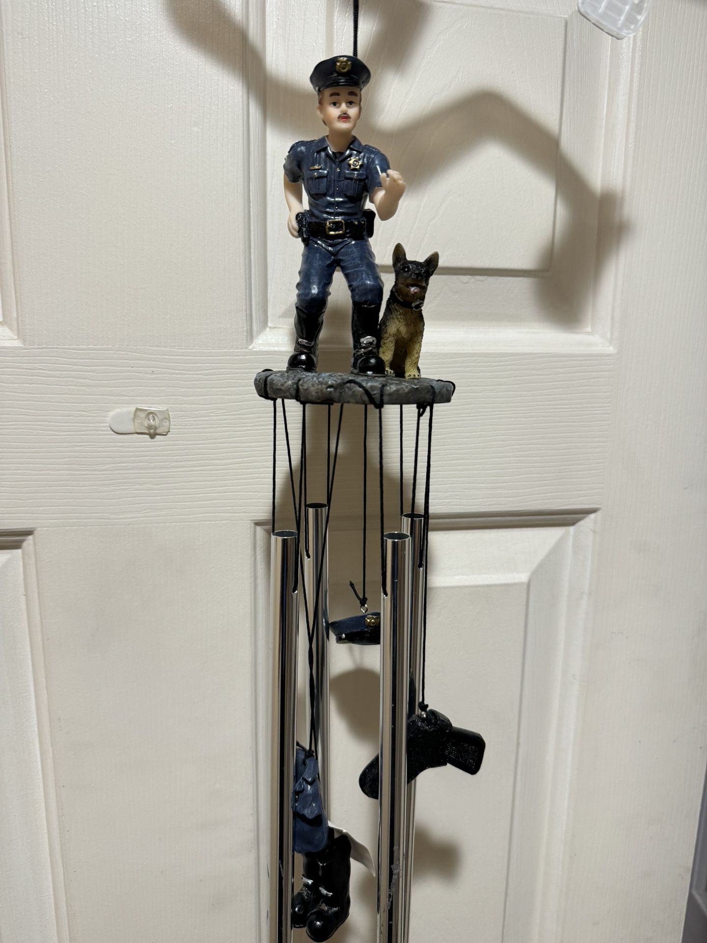 Police Officer LEO German Shepherd K9 Round Top Wind Chime Gift Thin Blue Line $35