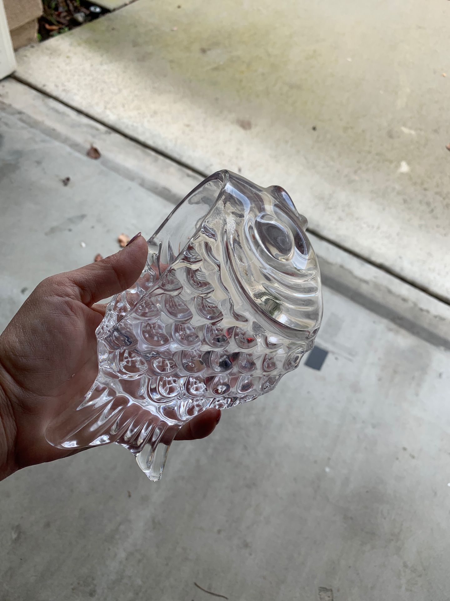 Beautiful glass bowl shape like a fish