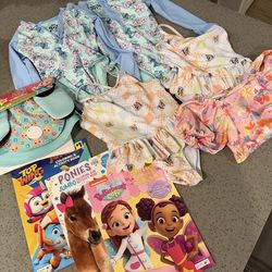 Toddler swim suit and coloring books lot