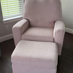 Pink Plush Swivel/Rocker and Stool- $299