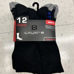 NWT layer 8 men’s crew socks 12 pairs 