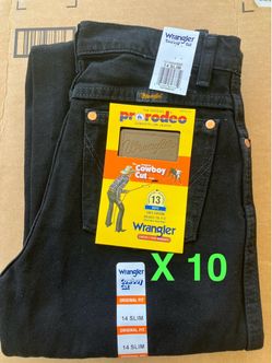 Lot of 10 Boy’s 14 Slim, Wrangler Cowboy Cut Jeans, Original Fit, Black