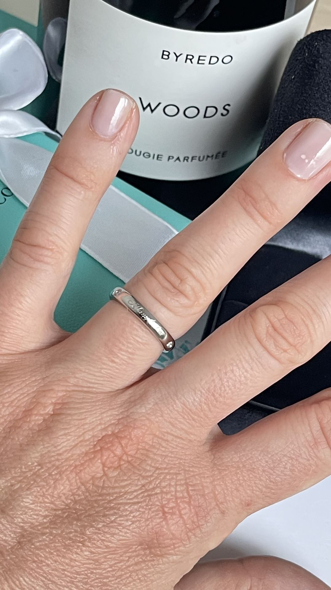 Tiffany & Co. Notes Lucida 3P Diamond Ring in Platinum size 5.5 NEW $1245
