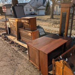 FREE – Solid Wood Furniture, Grandfather Clock, Crib, Couch – Curb Pickup