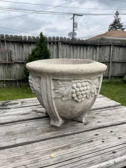 Vintage Concrete Planter Grape Vine Design