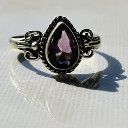 Vintage Amethyst Stone Genuine Silver 925 Ring 