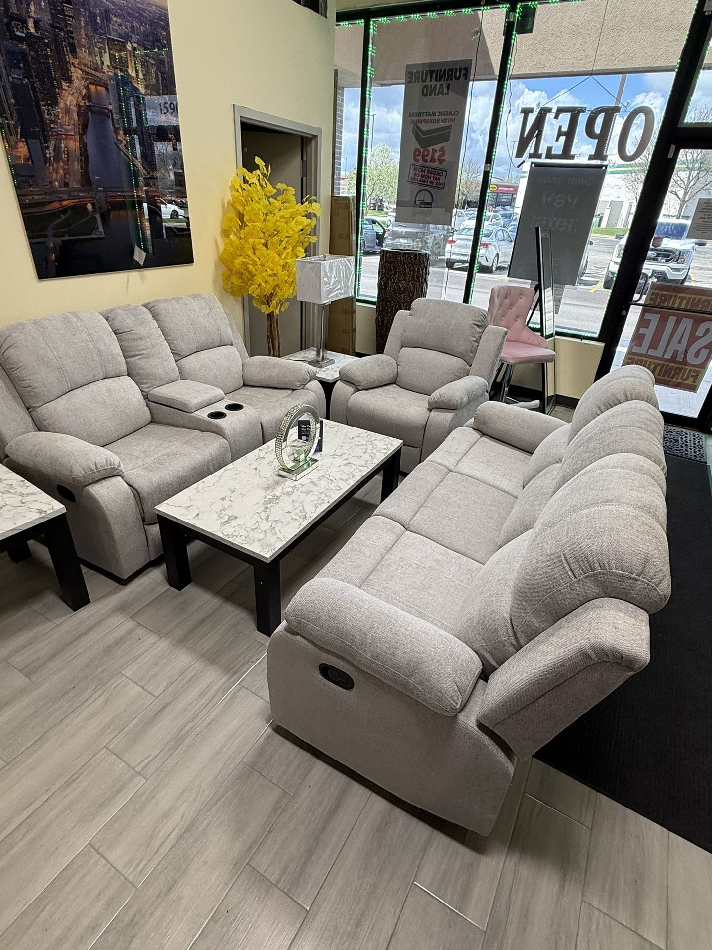 π Brand New Gray Reclining Sofa Set β 3 Piece (Sofa, Loveseat, Chair)