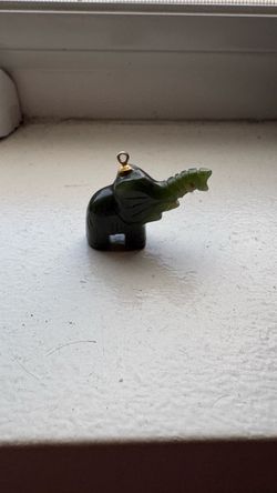 Carved Jade Elephant Pendant