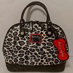 Hello Kitty x Loungefly Sanrio B&W Leopard Patent Dome Tote Purse Bag