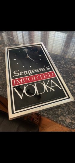 Vintage Seagram's Imported  mirror advertising clock sign