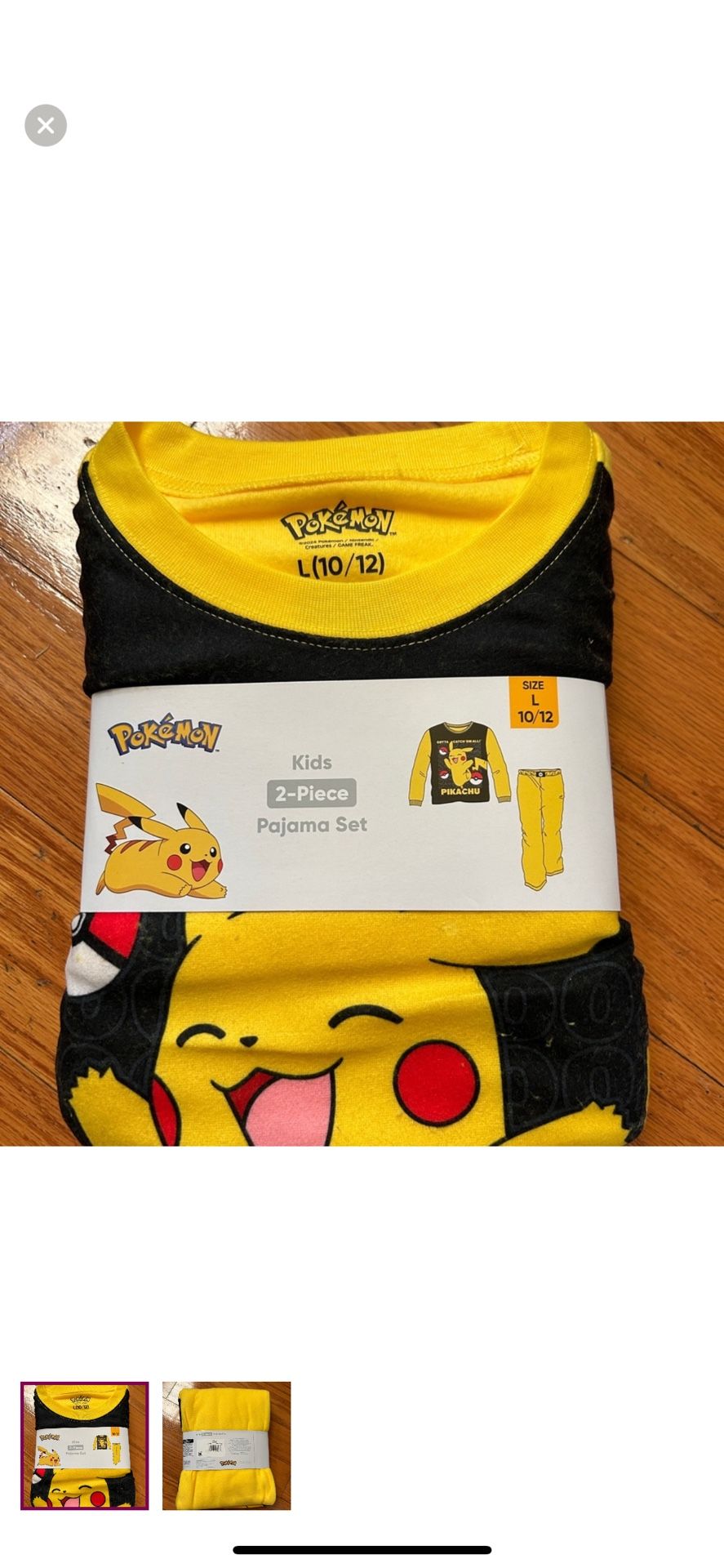 NWT Pokemon pikachuu kids 2pcs fleece pajama set size L 10/12