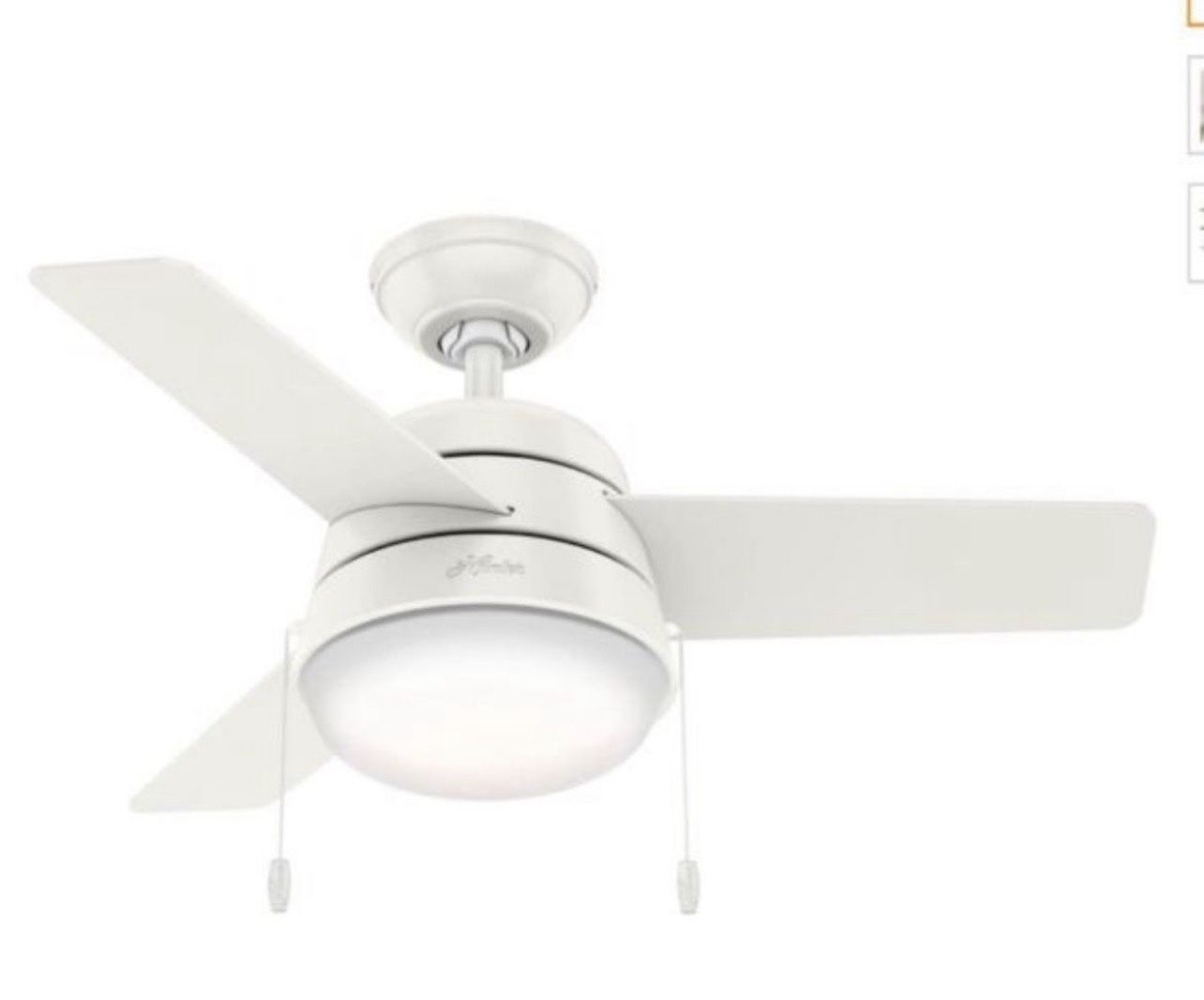 Hunter Aker 36 in. LED Indoor Fresh White Ceiling Fan with Light