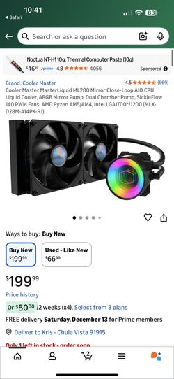 Coolermaster Masterliquid Ml280 Mirror 3 Rd Gen New In A Box