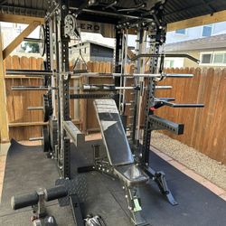 Smith Machine 400 | Adjustable Bench | 245lb Cast Iron Olympic Weights | 7ft Olympic Bar | Fitness | Gym Equipment | FREE DELIVERY/INSTALLATION 🚚 🛠️