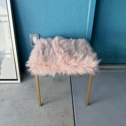 Pink Faux Fur Stool 