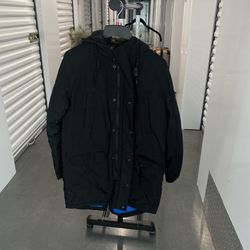 Black Zip Up Trench Jacket With Fur