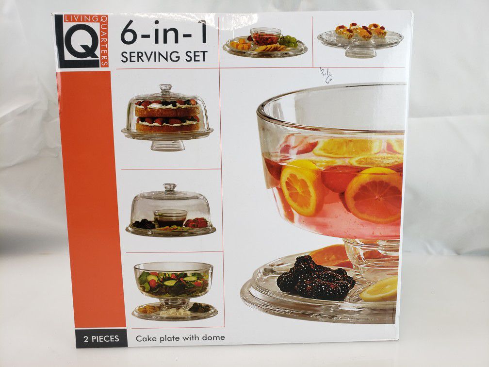 6 In 1 Serving Set (Large) - Cake plate with Dome - $50 Restail