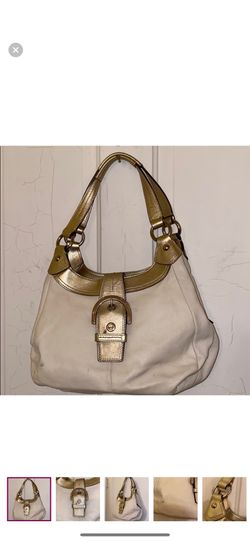 Coach White Gold Leather Bag 