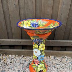 Mexican Talavera Mayólica Birdbath, Pottery, Clay Pot, Planter.