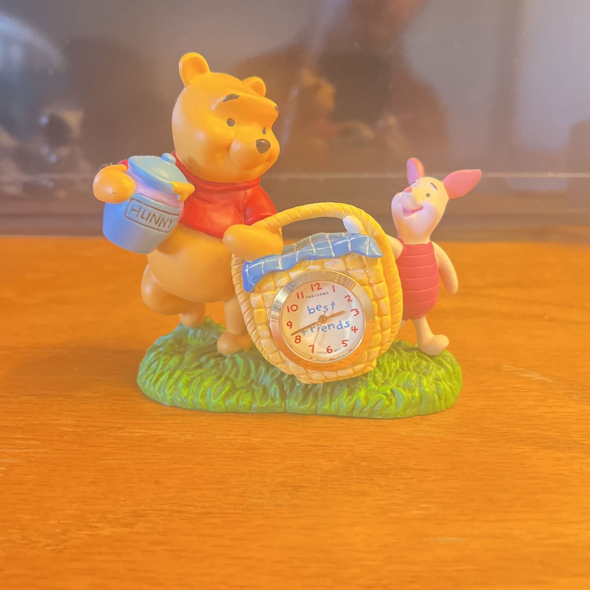 Disney Winnie the Pooh and Piglet Clock Figurine Collectible..  Pre- owned.