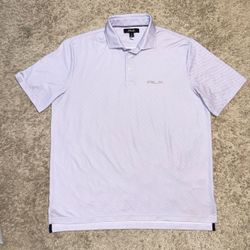 RLX Ralph Lauren Blue Striped Golf Performance Wicking Stretch Polo Shirt Mens L