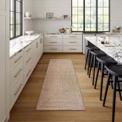 nuLOOM Wynn Tan Solid Power Loomed Indoor/Outdoor Runner Rug, 2' x 16'