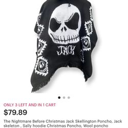 XXL JACK SKELLINGTON HOODED PONCHO