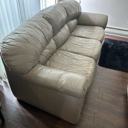 Leather Couch With Foot Stool 