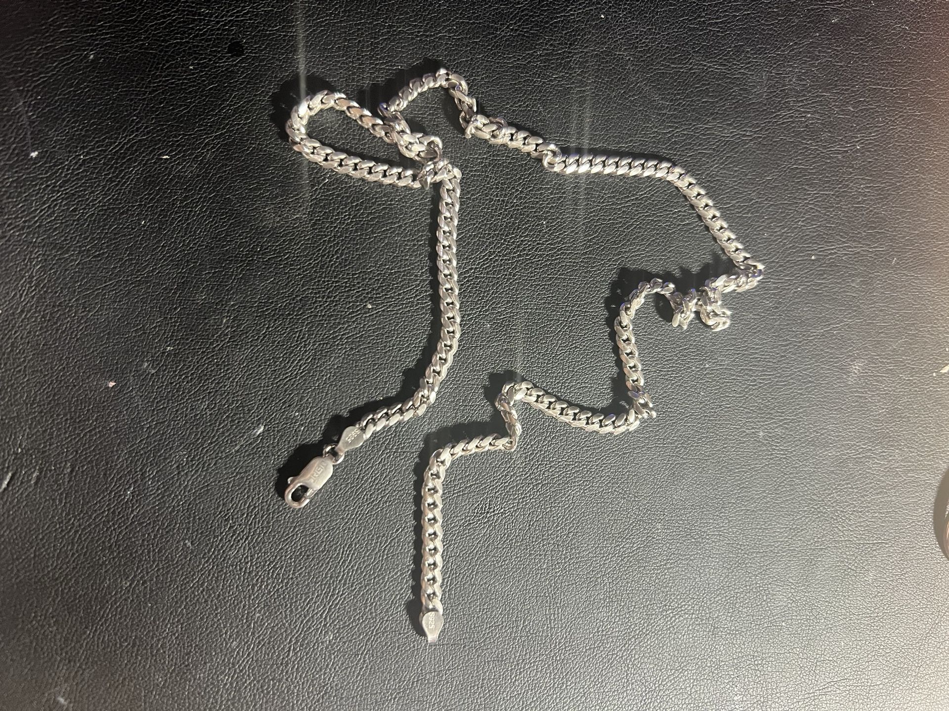 Sterling silver 3mm Cuban chain necklace, 18inch