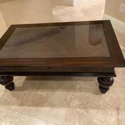 Bernhardt Large Brown Coffee Table With Drawers 