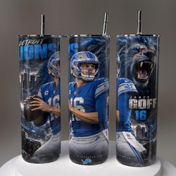 Detroit Lions Jared Goff #16 Skinny Tumbler