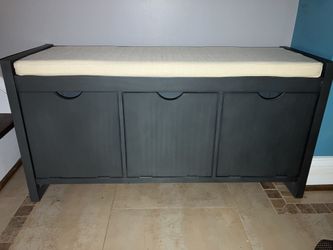 Blue Hardwood Shoe Storage Bench- 41x16x22”