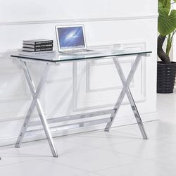 Glass stainless steel Chrome metal desk table Wayfair Dining Cb2 Restoration Hardware Office Work west elm z gallerie pottery barn crate and barrel