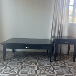 Dark Brown Coffee Table And Side Table