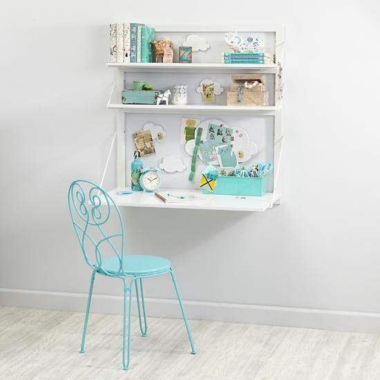 NIB Crate & Barrel Three Tier Wall Desk White Children Retail $300