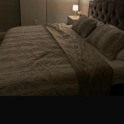 Full bedroom set: bed frame, mattress, and two nightstands.