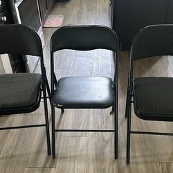3 Black Foldable chairs - 2 matching