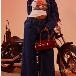 Pretty Litlle Thing Mid Blue Wash Wide Leg Style Jeans