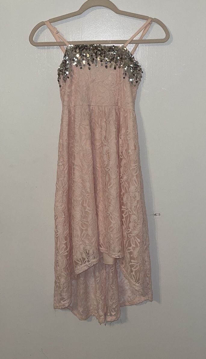 Scooter brown girls dress pink lace size 8