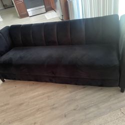 Black Velour Couch 