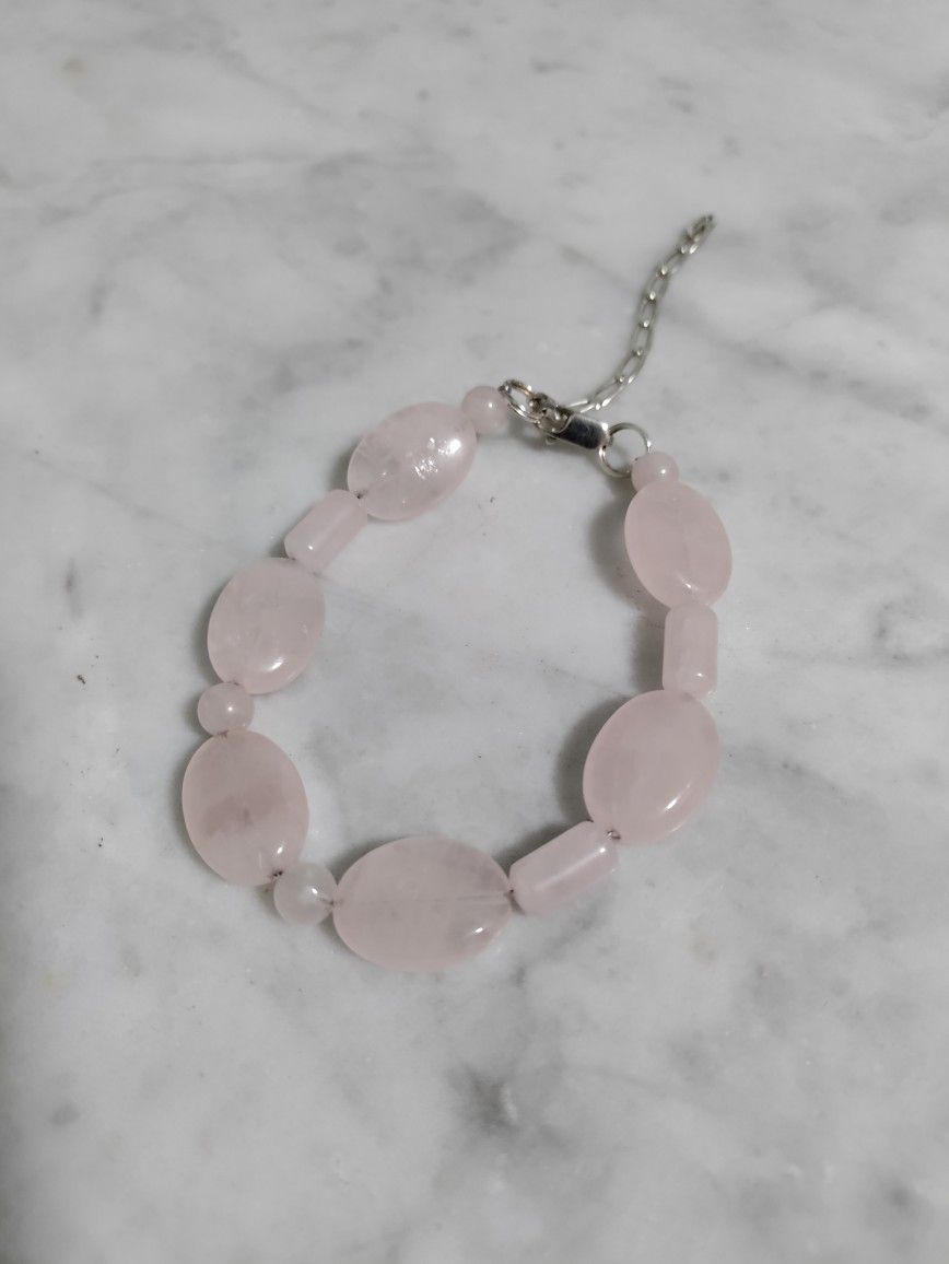 Rose Quartz Silver Bracelet