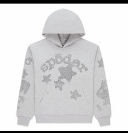 Spider Hoodie Gray Rhinestone Graphic