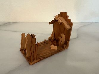MINI Handcrafted Nativity Scene with Three Wise Men Olive Wood