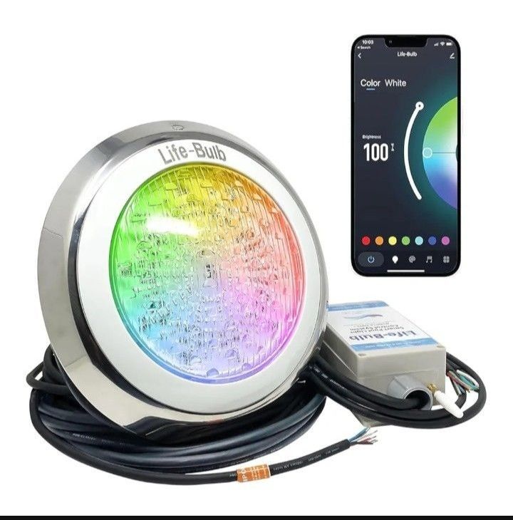 Smart Pool LED Pool Lights for Inground Pool, Wall Mounted, Color Changing with Remote - 75ft Cable, Works with Remote or Phone App - iOS/Android Comp